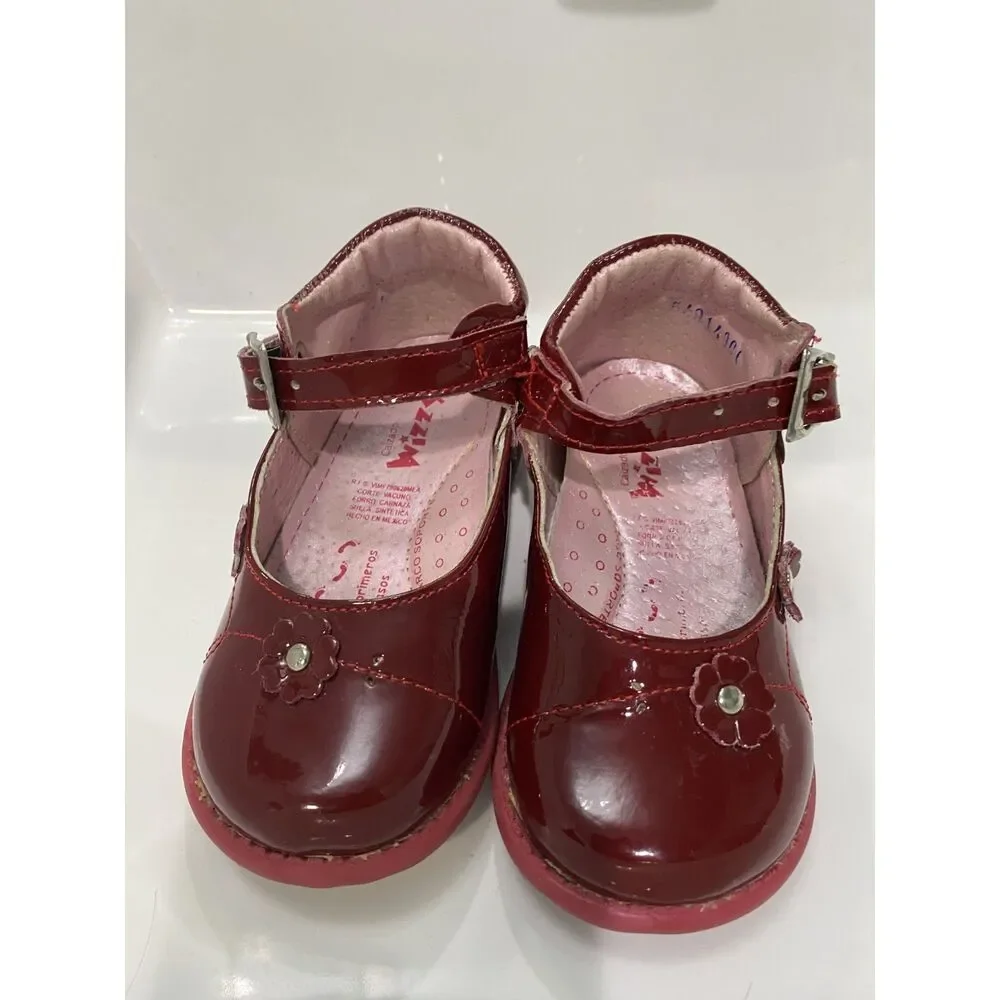 Wizzy Burgundy Patent Leather T-Strap Mary Jane Shoes Coquette Toddler Size 6